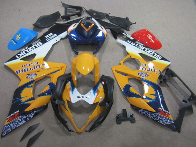 Amarillo Azul Corona Extra Carenado Moto Suzuki GSXR 1000 K5 2005-2006 Amarillo Azul Corona Extra Carenado Moto Suzuki GSXR 1000 K5 2005-2006
