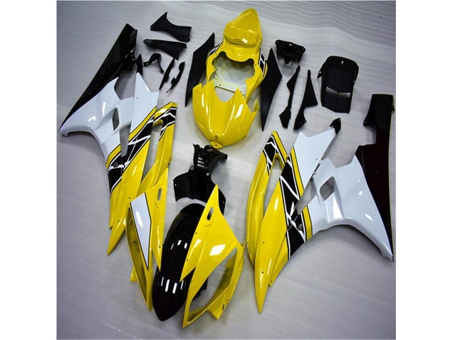 Amarillo Blanco Negro Moto Plástico Yamaha R6 2006-2007 Amarillo Blanco Negro Moto Plástico Yamaha R6 2006-2007