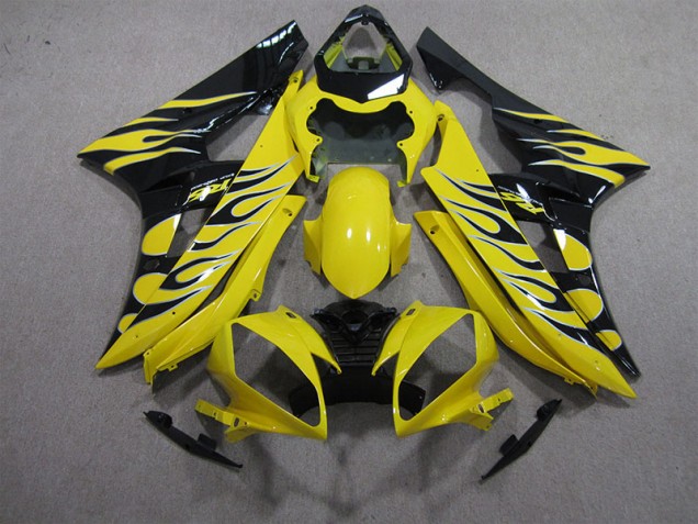 Amarillo Negro Llama Carenado Moto Yamaha R6 2006-2007 Amarillo Negro Llama Carenado Moto Yamaha R6 2006-2007