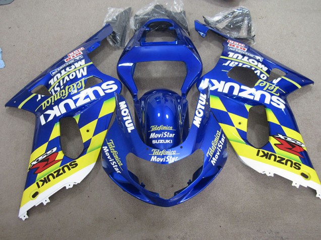 Azul Amarillo Telefumia Movistar Carenado Moto Suzuki GSXR 600 K1 K2 K3 2001-2003 Azul Amarillo Telefumia Movistar Carenado Moto Suzuki GSXR 600 K1 K2 K3 2001-2003
