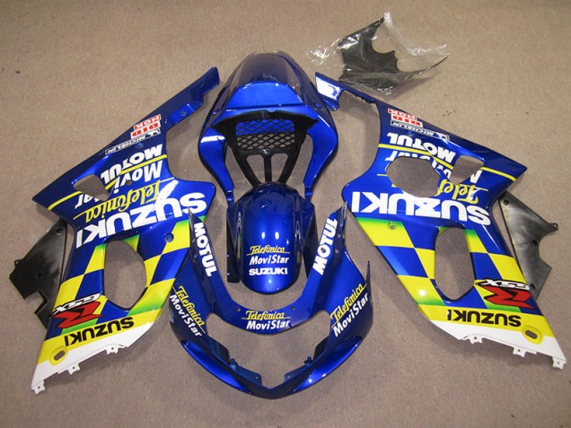 Azul Amarillo Telefumica Movistar Carenado Moto Suzuki GSXR 1000 K1 2000-2002 Azul Amarillo Telefumica Movistar Carenado Moto Suzuki GSXR 1000 K1 2000-2002
