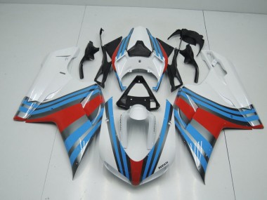 Azul Blanco Rojo Carenado Moto Ducati 848 1098 1198 2007-2014