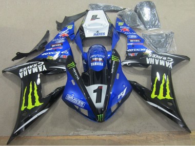 Azul Negro Graves 1 Carenado Moto Yamaha R1 2002-2003