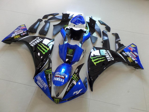 Azul Negro Monster ABS Moto Plástico Yamaha R1 2009-2011 Azul Negro Monster ABS Moto Plástico Yamaha R1 2009-2011