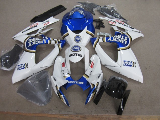 Blanco Azul Lucky Strike Motul Carenado Moto Suzuki GSXR 600 K6 2006-2007 Blanco Azul Lucky Strike Motul Carenado Moto Suzuki GSXR 600 K6 2006-2007
