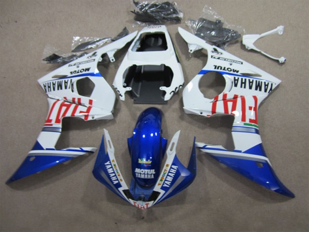 Blanco Azul Motul Fiat Carenado Moto Yamaha R6 2003-2005 Blanco Azul Motul Fiat Carenado Moto Yamaha R6 2003-2005