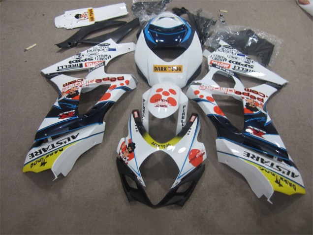 Blanco Azul Oscuro Dog Carenado Moto Suzuki GSXR 1000 K7 2007-2008 Blanco Azul Oscuro Dog Carenado Moto Suzuki GSXR 1000 K7 2007-2008