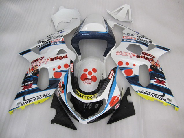 Blanco Azul Oscuro Dog Carenado Moto Suzuki GSXR 600 K1 K2 K3 2001-2003 Blanco Azul Oscuro Dog Carenado Moto Suzuki GSXR 600 K1 K2 K3 2001-2003