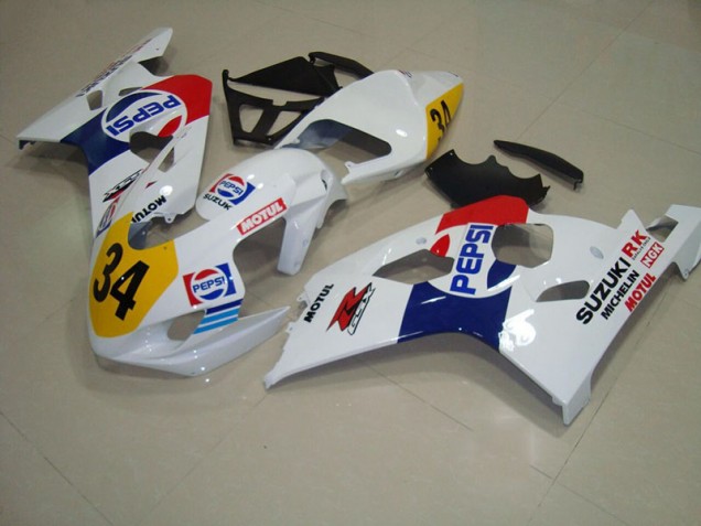 Blanco Azul Pepsi 34 Carenado Moto Suzuki GSXR 750 K4 2004-2005 Blanco Azul Pepsi 34 Carenado Moto Suzuki GSXR 750 K4 2004-2005