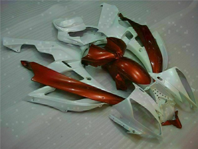 Blanco Marrón Carenado Moto Yamaha R6 2006-2007 Blanco Marrón Carenado Moto Yamaha R6 2006-2007