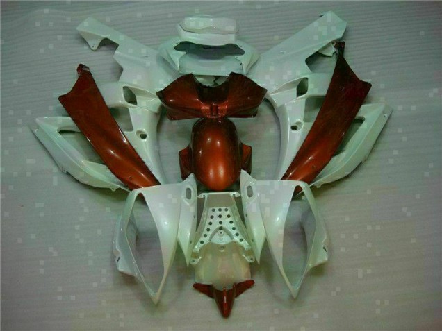 Blanco Marrón Carenado Moto Yamaha R6 2006-2007 Blanco Marrón Carenado Moto Yamaha R6 2006-2007
