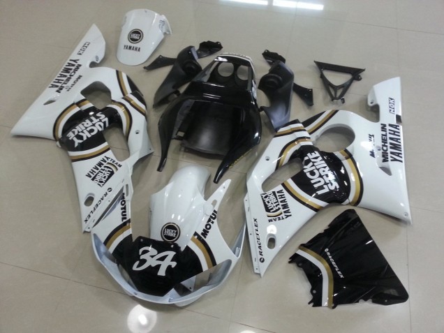 Blanco Negro Carenado Moto Yamaha R6 1998-2002 Blanco Negro Carenado Moto Yamaha R6 1998-2002
