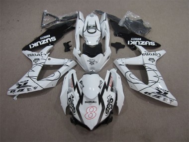 Blanco Negro Corona Extra Motul 8 Carenado Moto Suzuki GSXR 600 K8 2008-2010