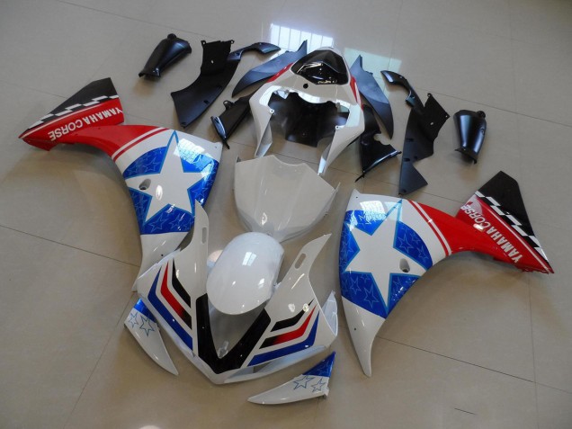 Blanco Negro Ducati Star Carenado Moto Yamaha R1 2009-2011 Blanco Negro Ducati Star Carenado Moto Yamaha R1 2009-2011