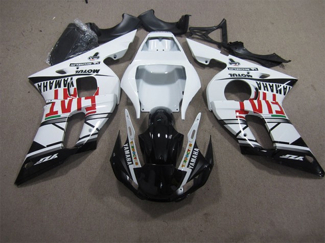 Blanco Negro Fiat Carenado Moto Yamaha R6 1998-2002 Blanco Negro Fiat Carenado Moto Yamaha R6 1998-2002