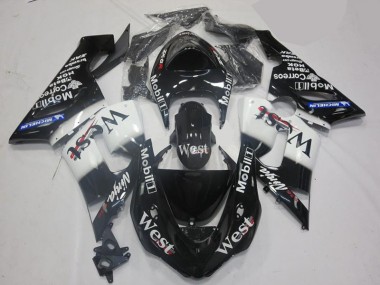 Blanco Negro Kit Carenado Moto Kawasaki ZX6R 2005-2006