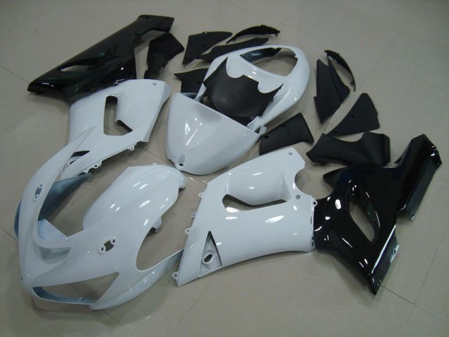 Blanco Negro Kit Completo Carenado Moto Kawasaki ZX6R 2005-2006 Blanco Negro Kit Completo Carenado Moto Kawasaki ZX6R 2005-2006