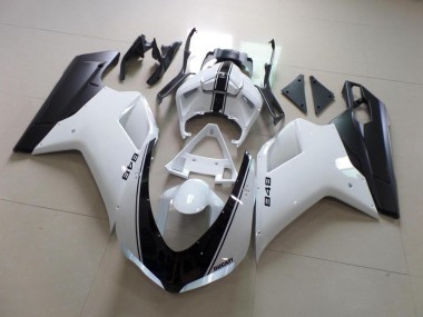 Blanco & Negro Raya Carenado Moto Ducati 848 1098 1198 2007-2014