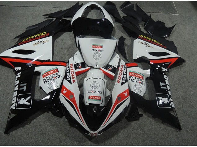 Blanco Negro Rizoma Playboy Carrocería Motocicletas Kawasaki ZX6R 2005-2006 Blanco Negro Rizoma Playboy Carrocería Motocicletas Kawasaki ZX6R 2005-2006