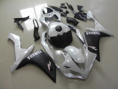 Blanco Perla Negro Mate Carenado Moto Yamaha R1 2007-2008