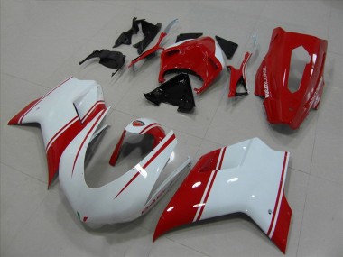Blanco & Rojo Carrera Versión Carenado Moto Ducati 848 1098 1198 2007-2014