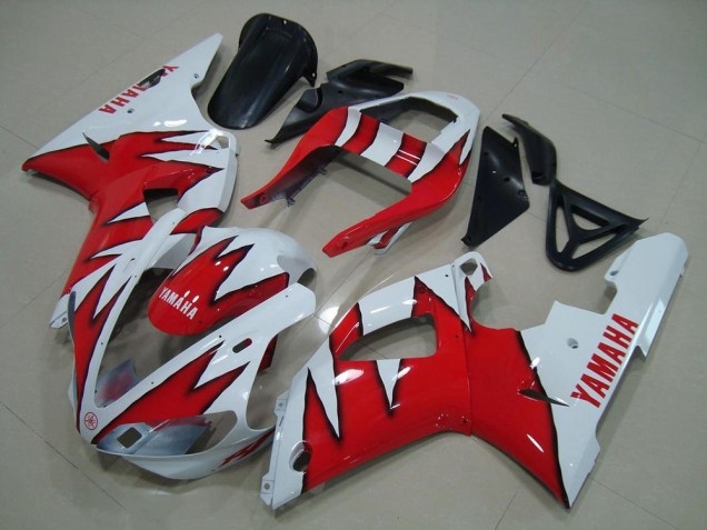 Blanco Rojo Llama Carenado Moto Yamaha R1 2000-2001 Blanco Rojo Llama Carenado Moto Yamaha R1 2000-2001