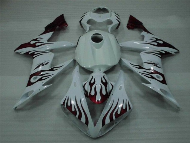 Blanco Rojo Llama Carenado Moto Yamaha R1 2004-2006 Blanco Rojo Llama Carenado Moto Yamaha R1 2004-2006