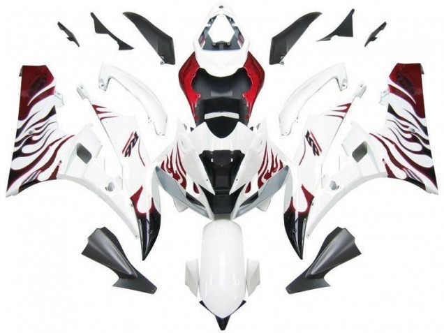 Blanco Rojo Llama Carenado Moto Yamaha R6 2006-2007 Blanco Rojo Llama Carenado Moto Yamaha R6 2006-2007