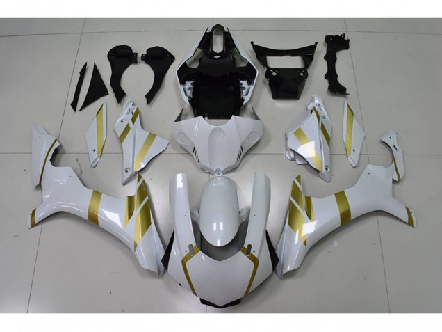 Blanco con Oro Calcomanía Carenado Moto Yamaha R1 2015-2019 Blanco con Oro Calcomanía Carenado Moto Yamaha R1 2015-2019