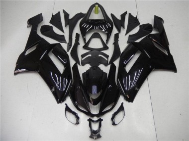 Brillante Negro Kits Carenado Moto Kawasaki ZX6R 2007-2008