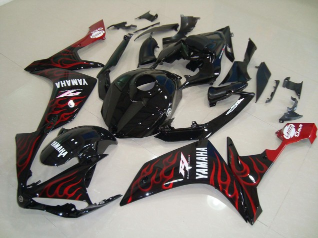 Brillante Negro Llama Carenado Moto Yamaha R1 2007-2008 Brillante Negro Llama Carenado Moto Yamaha R1 2007-2008