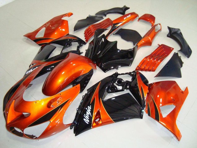 Naranja Negro Carenado Moto Kawasaki ZX14R ZZR 1400 2006-2011 Naranja Negro Carenado Moto Kawasaki ZX14R ZZR 1400 2006-2011
