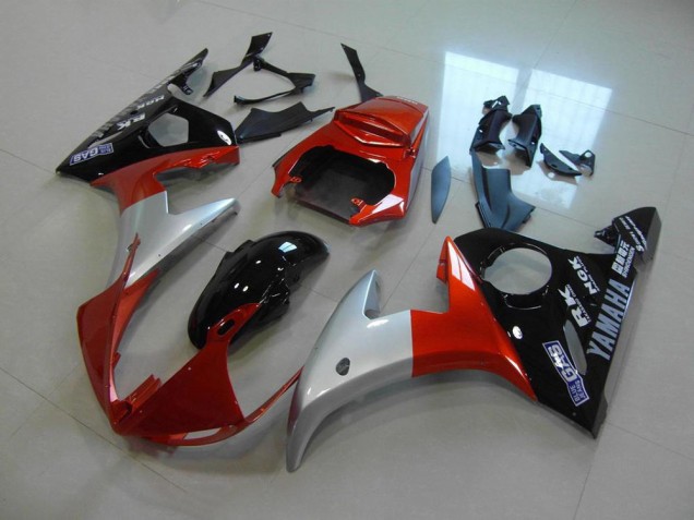 Naranja Plata Negro Carenado Moto Yamaha R6 2003-2005 Naranja Plata Negro Carenado Moto Yamaha R6 2003-2005