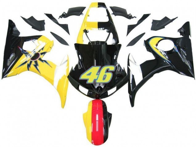 Negro Amarillo No. 46 Carenado Moto Yamaha R6 2003-2005 Negro Amarillo No. 46 Carenado Moto Yamaha R6 2003-2005