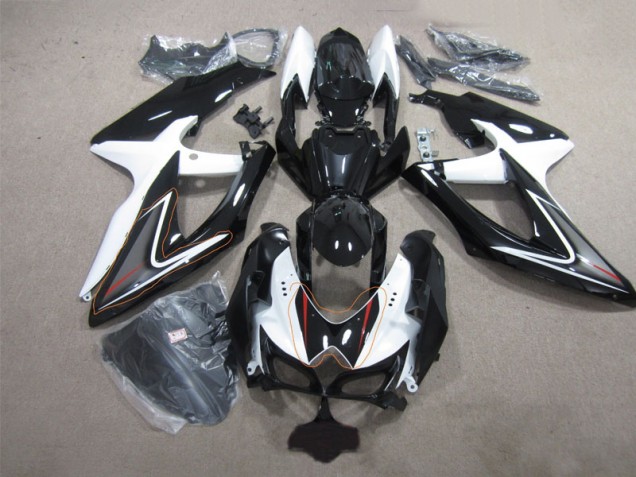 Negro Blanco ABS Moto Plástica Suzuki GSXR 600 K8 2008-2010 Negro Blanco ABS Moto Plástica Suzuki GSXR 600 K8 2008-2010