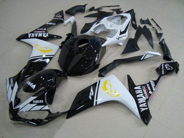 Negro Blanco Dolphin Carenado Moto Yamaha R1 2007-2008 Negro Blanco Dolphin Carenado Moto Yamaha R1 2007-2008