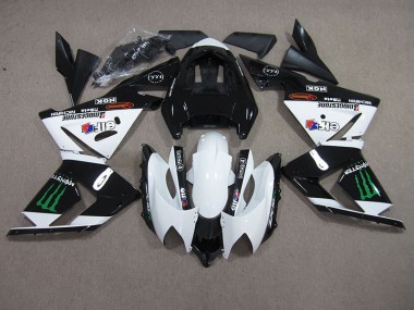 Negro Blanco Monster Carenado Moto Kawasaki ZX10R 2003-2005