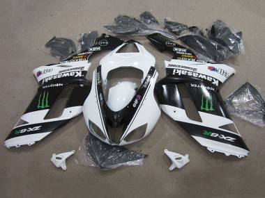 Negro Blanco Monster Carenado Moto Kawasaki ZX6R 2007-2008
