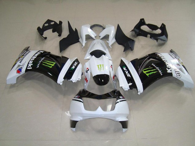 Negro Blanco Monster Kit Carenado ABS Completo Kawasaki ZX 250R 2008-2012 Negro Blanco Monster Kit Carenado ABS Completo Kawasaki ZX 250R 2008-2012