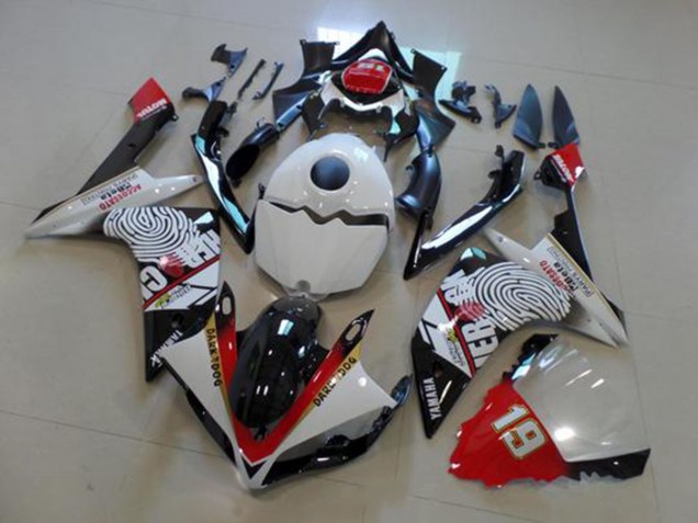 Negro Blanco Rojo Carenado Moto Yamaha R1 2007-2008 Negro Blanco Rojo Carenado Moto Yamaha R1 2007-2008