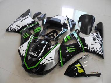 Negro Blanco Verde Monster Carenados Moto Yamaha R1 2000-2001
