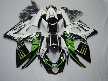 Negro Blanco Verde Monster Pizzoli Carenado Moto Suzuki GSXR 1000 K9 2009-2016
