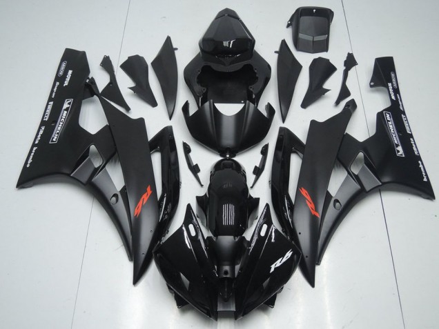 Negro Mate & Brillante Negro Carenado Moto Yamaha R6 2006-2007 Negro Mate & Brillante Negro Carenado Moto Yamaha R6 2006-2007
