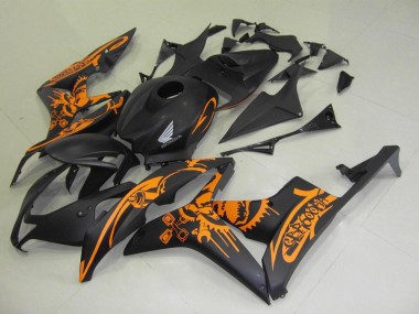 Negro Mate Naranja Pegatinas Carenado Moto Honda CBR 600 RR 2007-2008