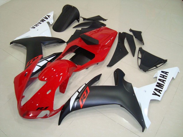 Negro Mate Rojo Carenado Moto Yamaha R1 2002-2003 Negro Mate Rojo Carenado Moto Yamaha R1 2002-2003