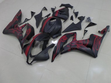 Negro Mate Rojo Cráneo con Raya Carenado Moto Honda CBR 600 RR 2007-2008