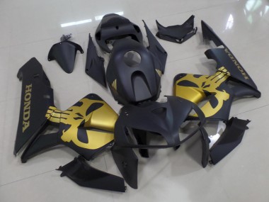 Negro Mate con Oro Cráneo Carenado Moto Honda CBR 600 RR 2005-2006