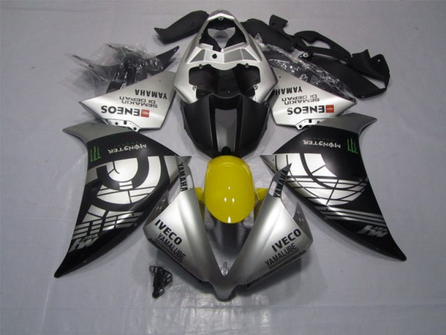 Negro Plata Iveco Yamalube Monster Carenado Moto Yamaha R1 2012-2014 Negro Plata Iveco Yamalube Monster Carenado Moto Yamaha R1 2012-2014