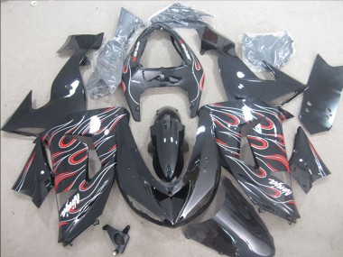 Negro Rojo Blanco Llama Ninja Carenado Moto Kawasaki ZX10R 2006-2007