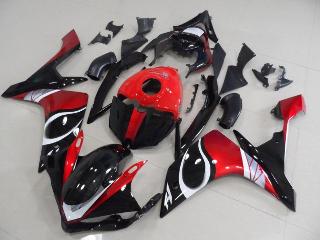 Negro Rojo Brillante Carenado Moto Yamaha R1 2007-2008 Negro Rojo Brillante Carenado Moto Yamaha R1 2007-2008
